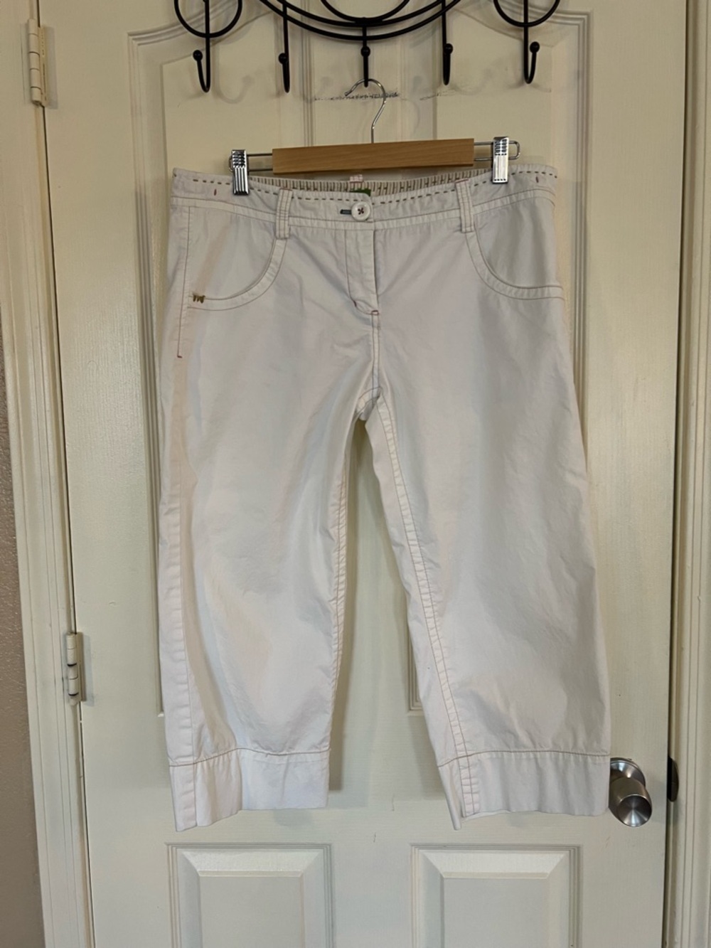 Anthropologie Etwa Off White Capri Pants Cropped Casual Summer